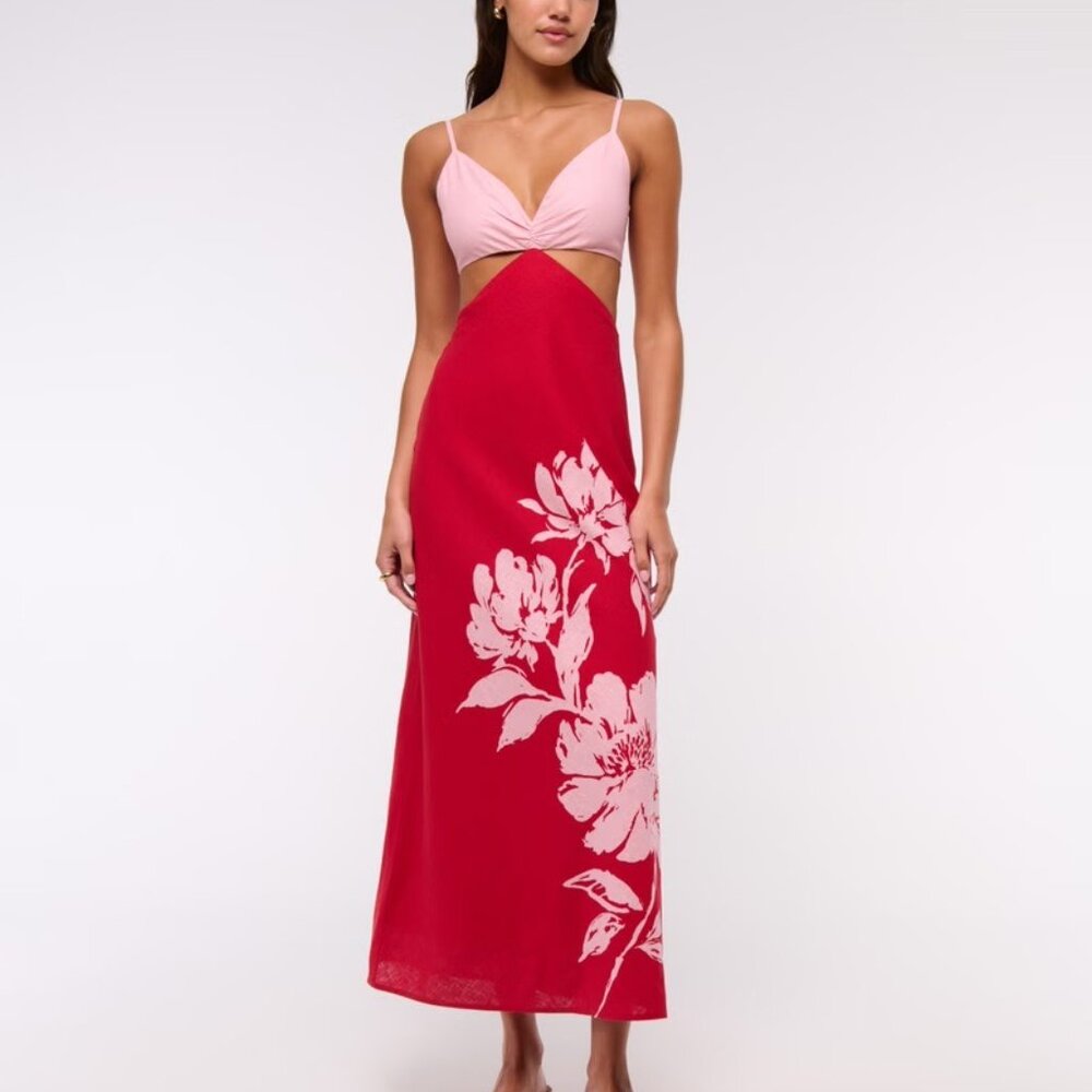 Abercrombie & Fitch The A&F Julia Slip Cutout Maxi Dress
